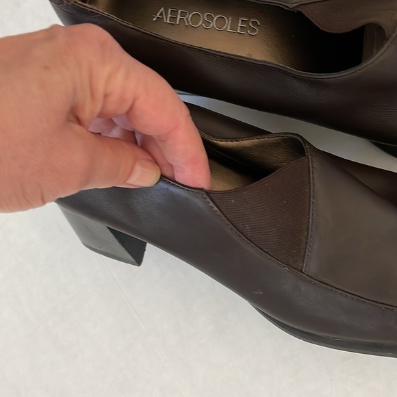 Aerosoles Leather Brown Square Toes Career Loafers Pumps Women’s Size 8 - Picture 6 of 9
